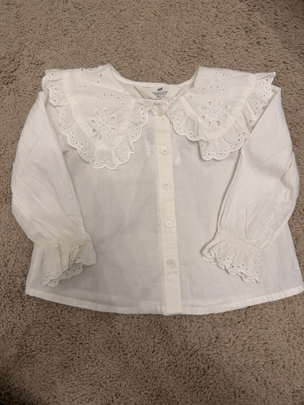 H&M White Eyelet Collar Button-Down Top